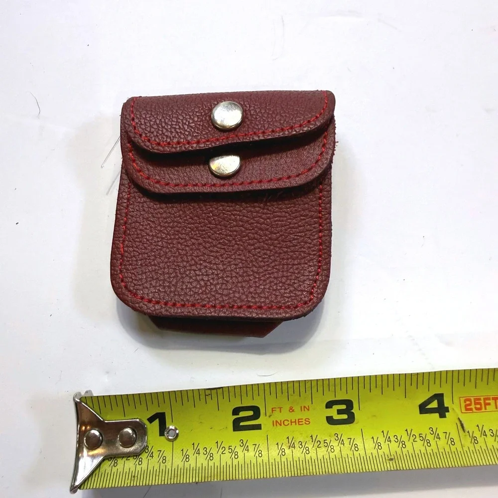Vintage Leather Belt Pouch Dual Snap Utility Coin EDC Holder Maroon